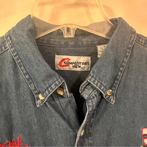Vtg Dale Earnhardt Sr Nascar Shirt Short Sleeve Blue Button Down Chambray - Picture 5 of 11
